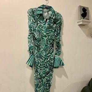 Pretty Little Thing zebra knit stretch bodycon dress, size 10